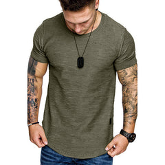 Loookus - Men's round neck short sleeve summer fashion casual running sports thin T-shirt