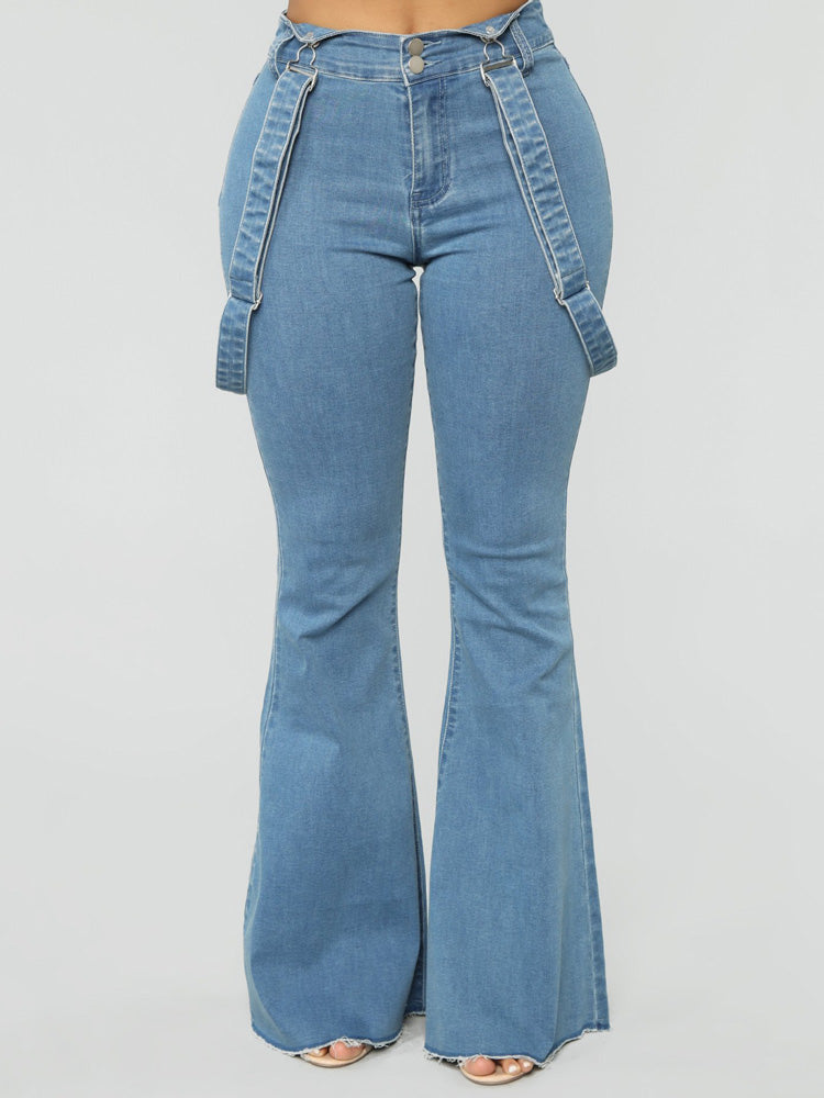 Loookus - Denim Flared Stripe Jeans