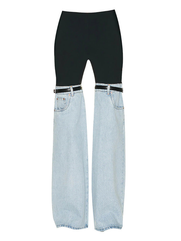 Loookus - Patchwork Denim Pants