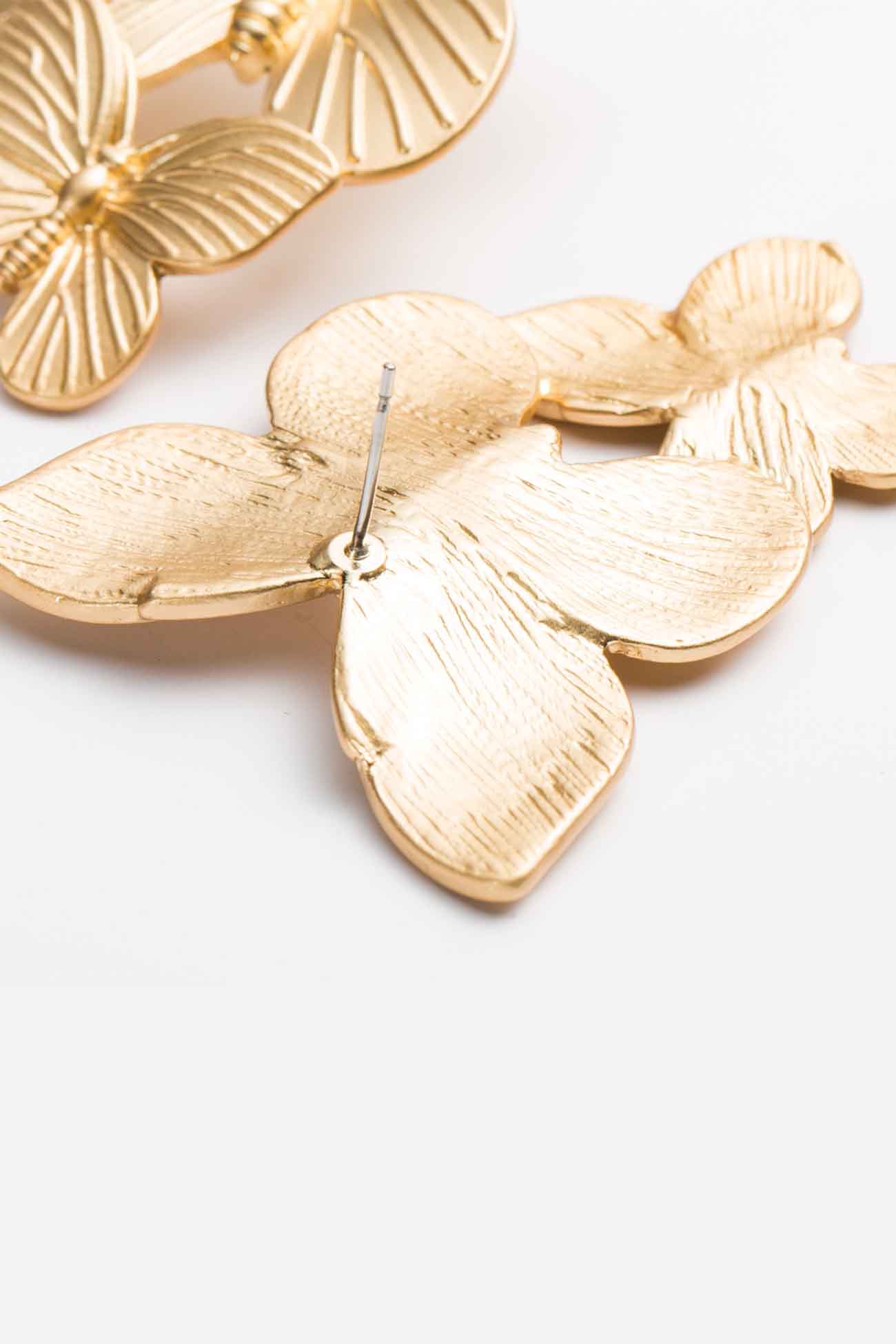 Loookus - Gold Double Butterfly Stud Earrings