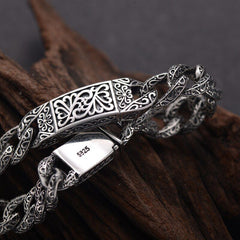 Loookus - 925 Silver Embossed Auspicious Pattern Custom Roman Vintage Bracelet