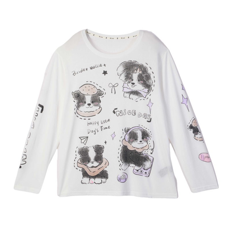 Loookus - Cool Puppy Graffiti Super-Thin Long Sleeve Tee