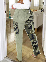 Loookus - Camouflage Denim Patchwork Pants