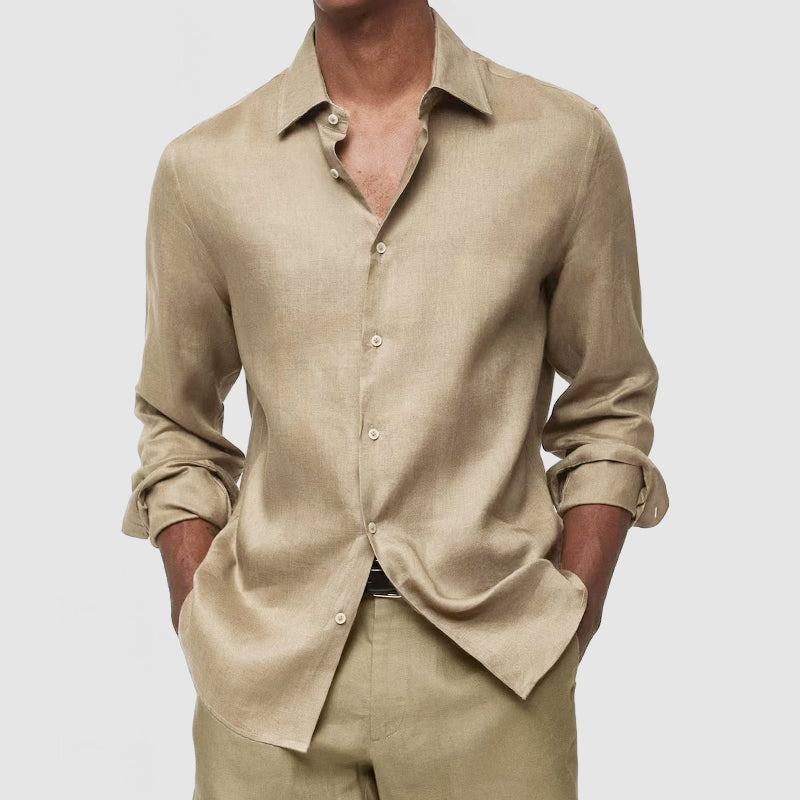 Loookus - Gentleman's Casual Luxury Touch Cotton Linen Shirt