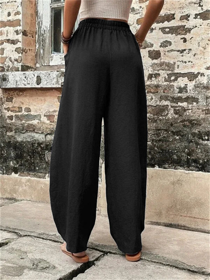 Loookus - Women's Wide Leg Pants Trousers Navy Black Light Green Fashion Casual Daily Side Pockets Full Length Comfort Solid Colored S M L XL 2XL