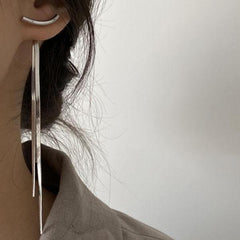 Loookus - Solid Tasseled Shiny Eardrop Earrings