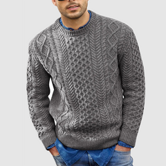 Loookus - Men's Solid Color Jacket Knit Twisted Flower Sweater