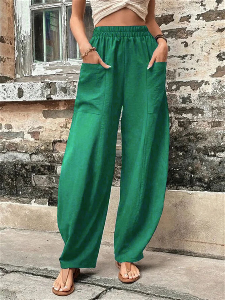 Loookus - Women's Wide Leg Pants Trousers Navy Black Light Green Fashion Casual Daily Side Pockets Full Length Comfort Solid Colored S M L XL 2XL