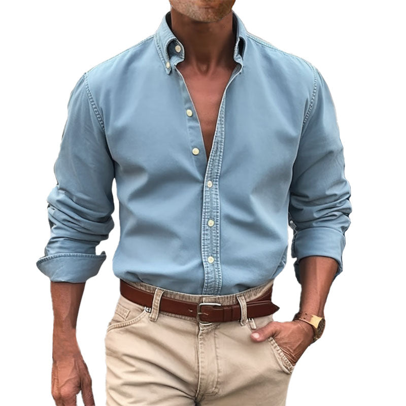 Loookus - Men's Vintage Premium Washed Long Sleeve Shirt