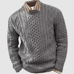 Loookus - Men's Basic Casual Stranded Crew Neck Sweater ( NEW )