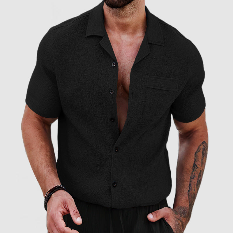 Loookus - Men's Soft Skin Textured Short Sleeve Shirt