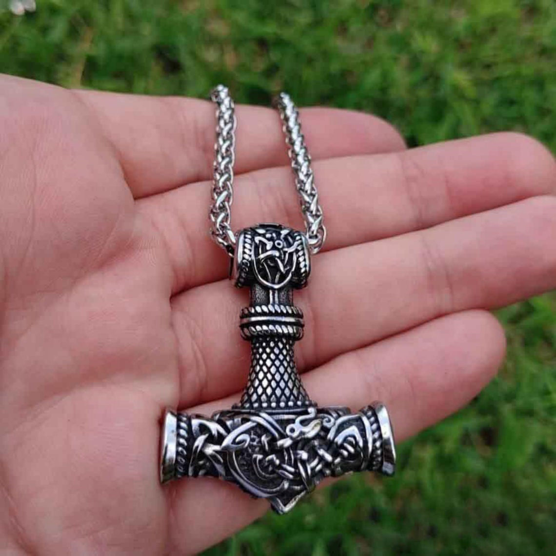 Loookus - Mjolnir Thor's Hammer Viking Necklace