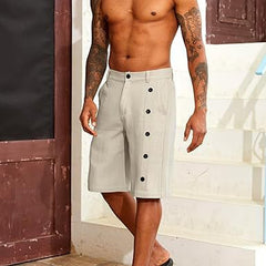 Loookus - Mens Linen Shorts Casual Stretch Summer Beach Shorts