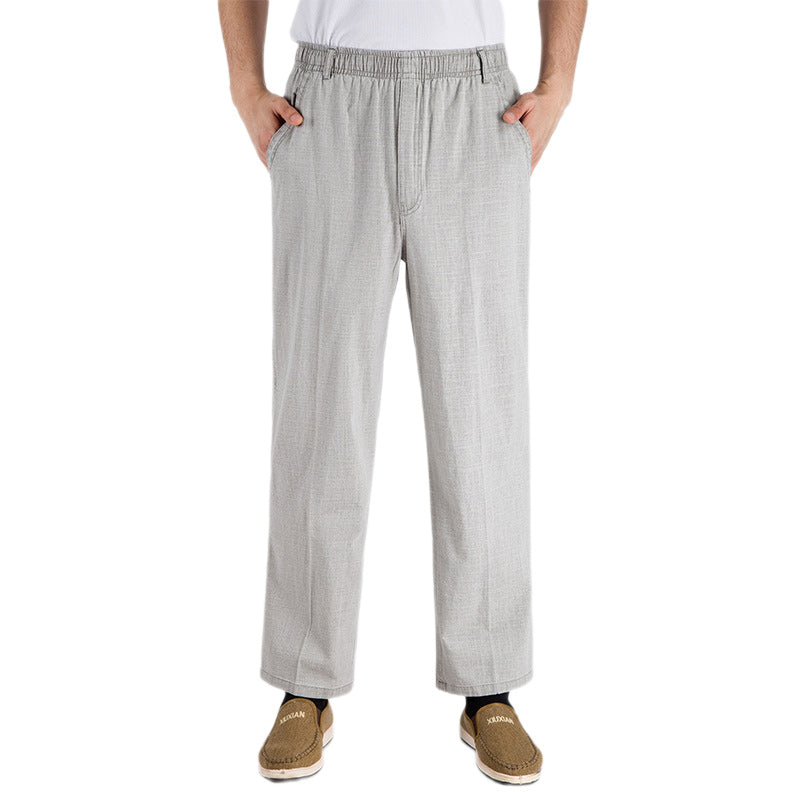 Loookus - Men's Linen High Waist Slim Fit Pants