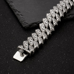 Loookus - Men's Vintage Silver Heavy Cuban Link Chain Bracelet