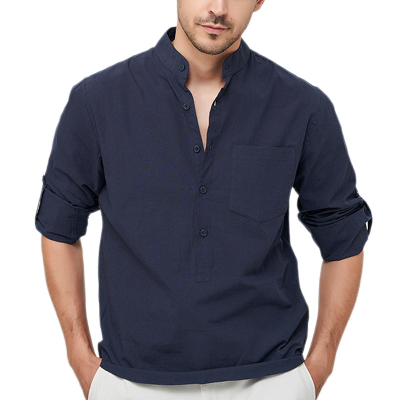 Loookus - Men's Cotton Henley Vacation Shirt