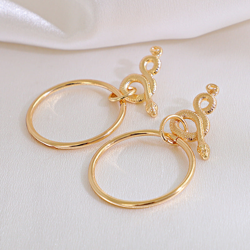 Loookus - Circle Geometric Snake Earrings