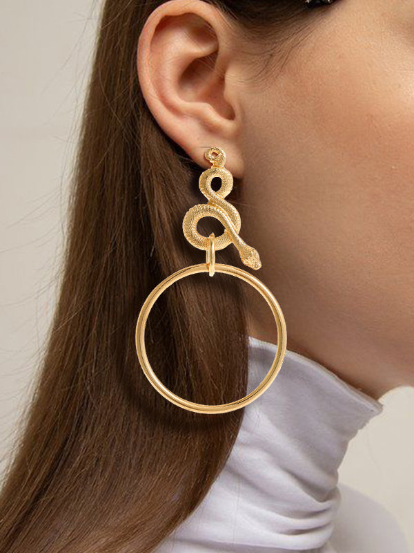 Loookus - Circle Geometric Snake Earrings