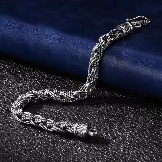 Loookus - 925 Silver Hand woven keel safety grain creative vintage bracelet