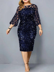 Loookus - Individualized Sequin Design Plus Size Women's Dress