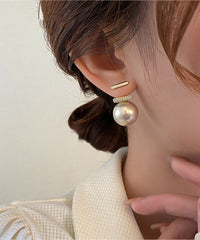 Loookus - White Pearl Zircon Stud Earrings