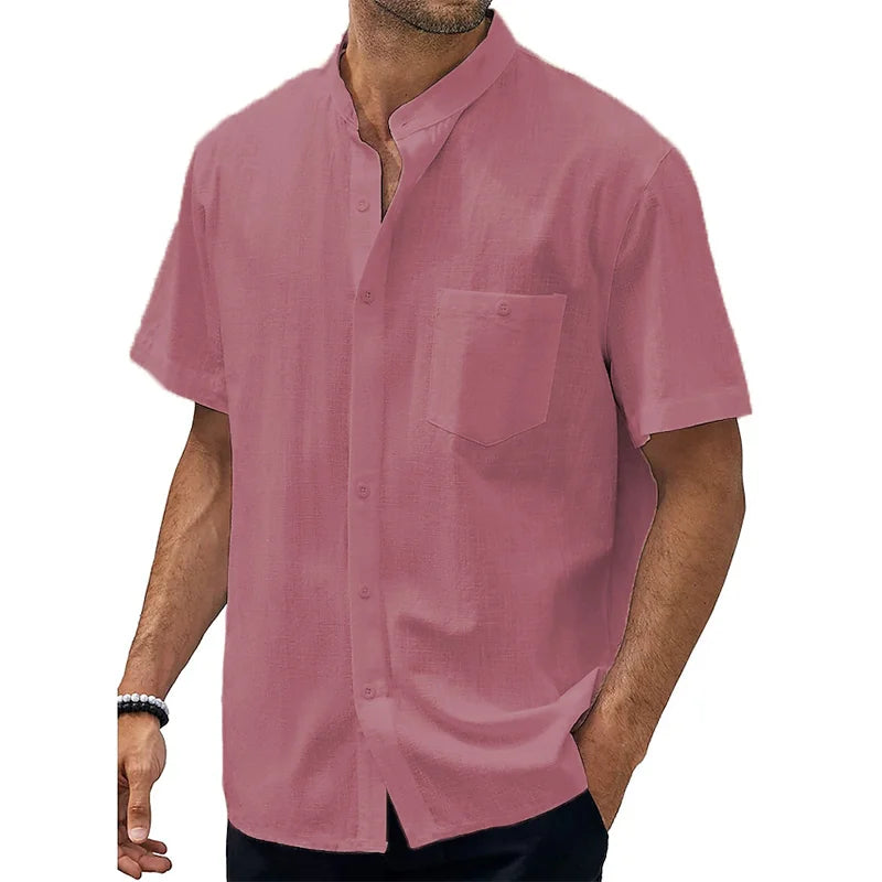 Loookus - Men's ice cream Cotton Summer Casual Beach Shirt Short Sleeve