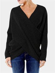 Loookus - Fashion Inclined Solid Color Irregular Hem Sweater