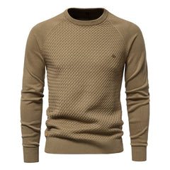 Loookus - New men's round-neck, long-sleeved slim fit knitted Waves Shape textured Sweater