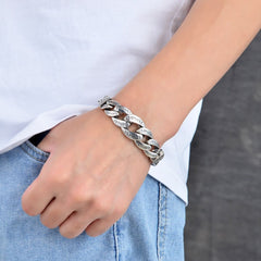 Loookus - New Silver Jewelry  Bracelet Personality Domineering Six-character Mantra Peace Pattern