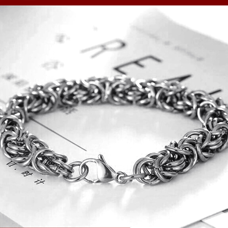 Loookus - 925 Silver Titanium steel woven bracelet for men's hand ornaments