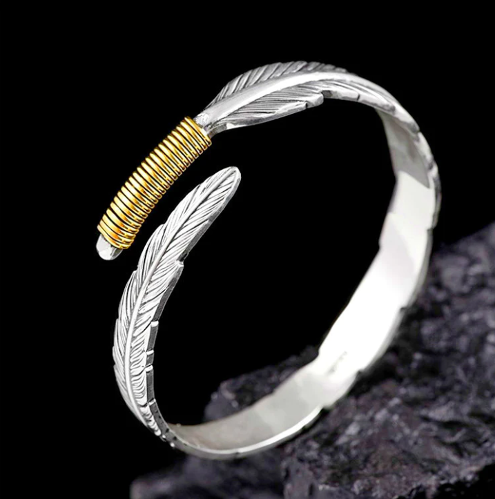 Loookus - 925 Silver feather Bracelet