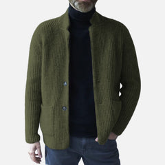 Loookus - Men's Casual Lapel Long Sleeve Knit Jacket