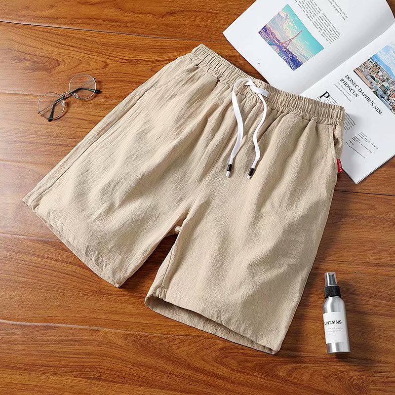 Loookus - Men's Cotton And Linen Shorts,Youth Loose Five Piece Pants,Linen Beach Pants