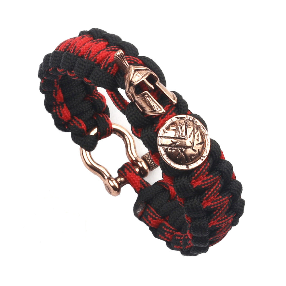 Handwoven Spartan Paracord Bracelet – Rose Gold Accent