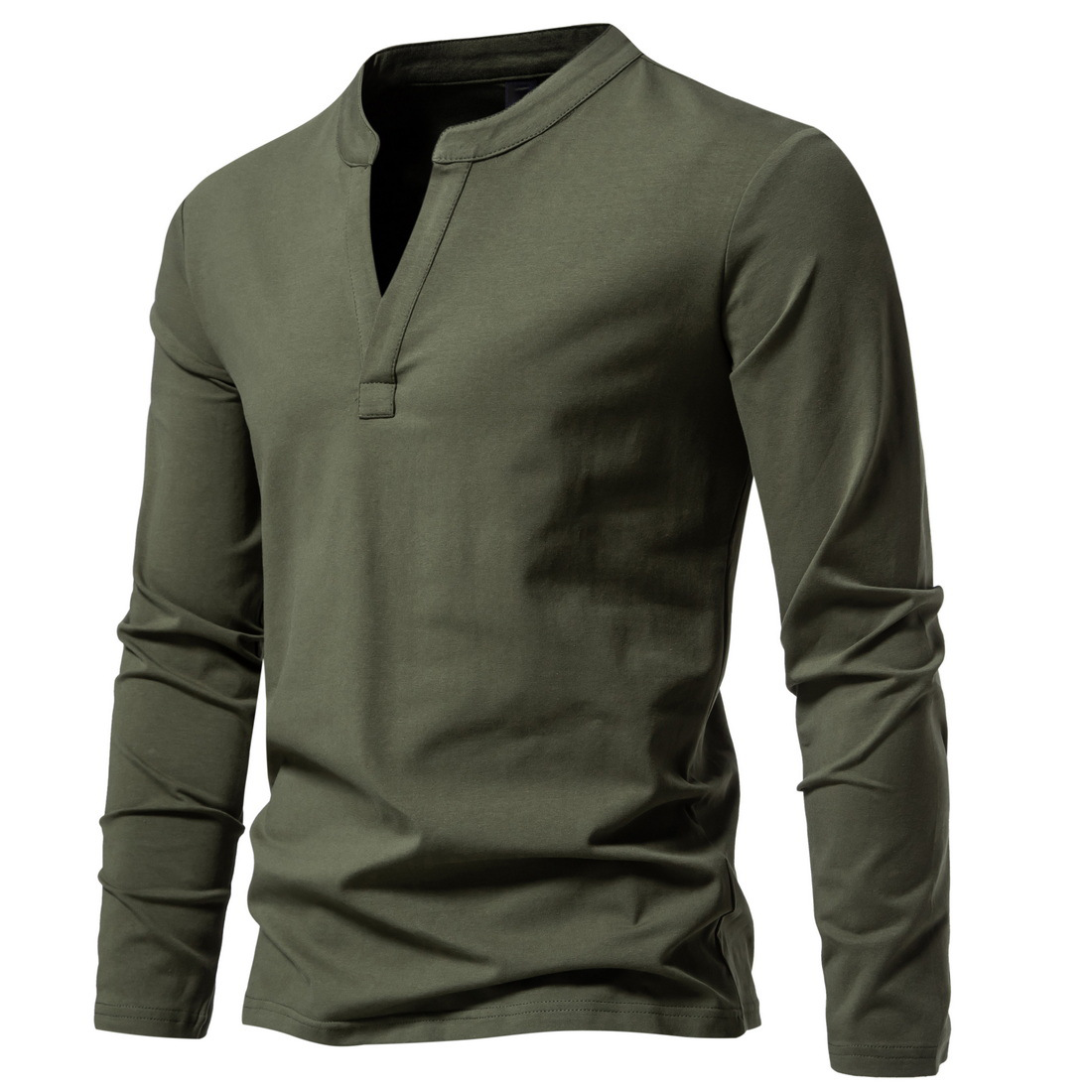 Loookus - Long Sleeve Henley With Deep V Shape