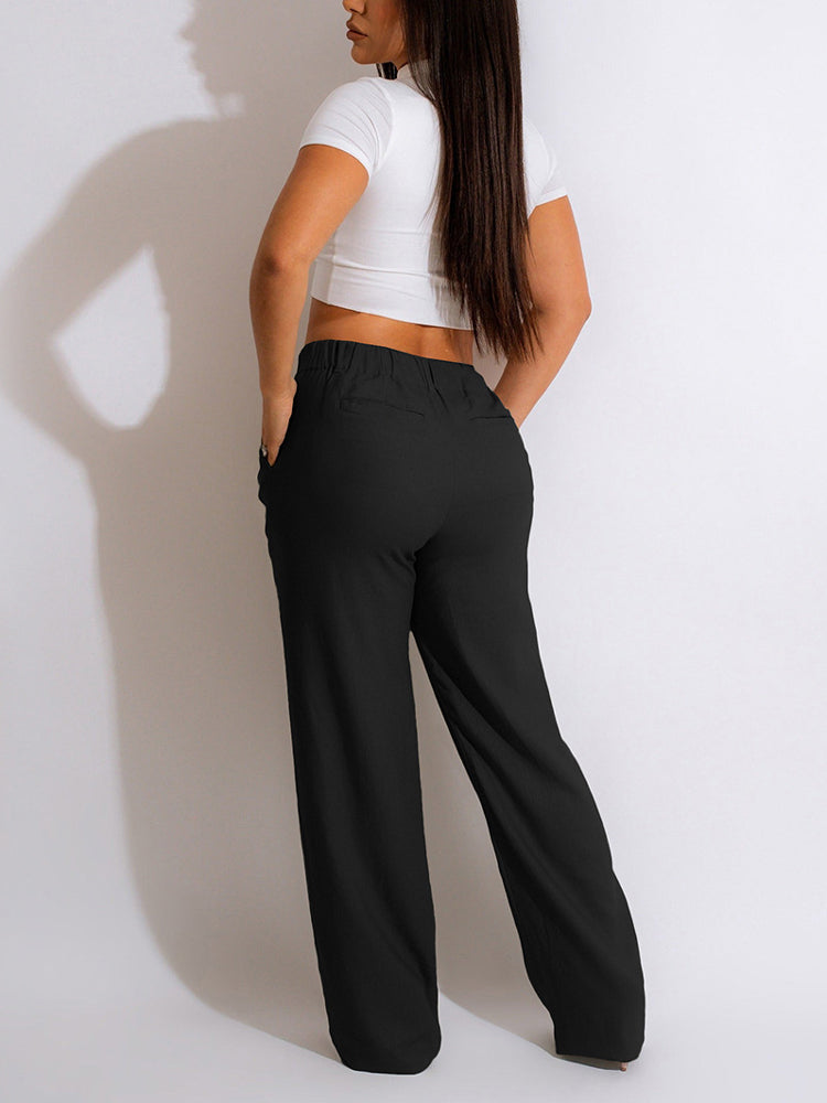 Loookus - High Waist Pockets Pants