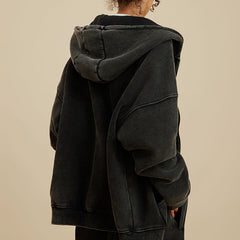 Loookus- Vintage Oversized Zip-Up Hoodie