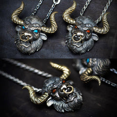 Loookus - Bull Silver Pendant Necklace