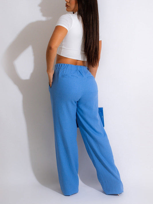 Loookus - High Waist Pockets Pants