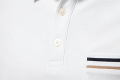 LOOOKUS - Men's Casual and Comfortable Cotton Short Sleeve Polo-Neck Shirt With Two Line Design