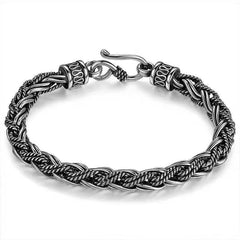 Loookus - 925 Silver Hand woven keel safety grain creative vintage bracelet