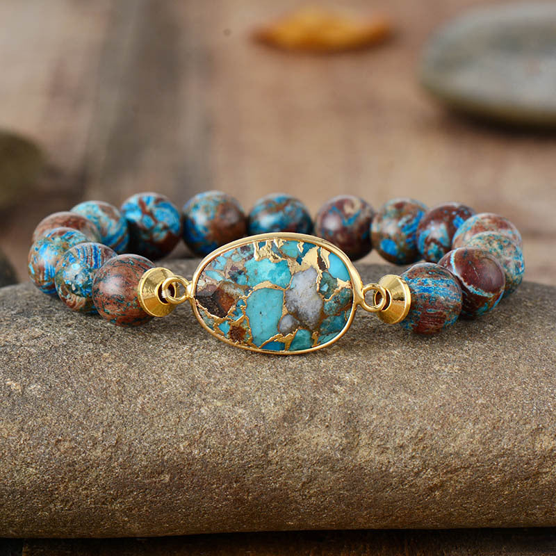 Loookus - 10mm Stretch natural stone beaded bracelet