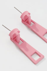 Loookus - Candy Color Metal Zipper Earrings