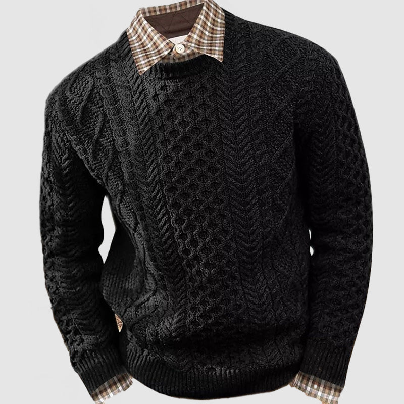 Loookus - Men's Basic Casual Stranded Crew Neck Sweater ( NEW )