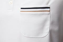 LOOOKUS - Men's Casual and Comfortable Cotton Short Sleeve Polo-Neck Shirt With Two Line Design