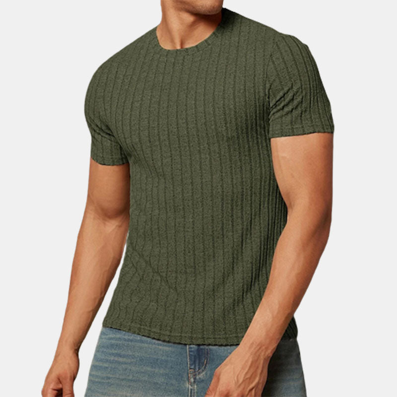 Loookus - Summer round neck striped casual men's T-shirt