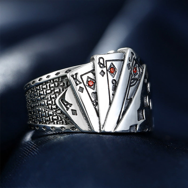 Personalized Retro Poker Men's Open Ring