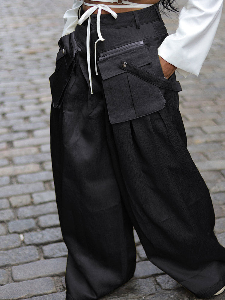 Loookus - Cargo Pocket Wide Leg Pants