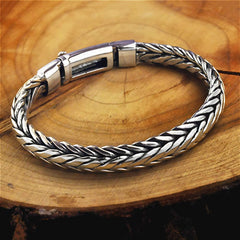 Loookus - 925 Silver Vintage Tight Braided Bracelet