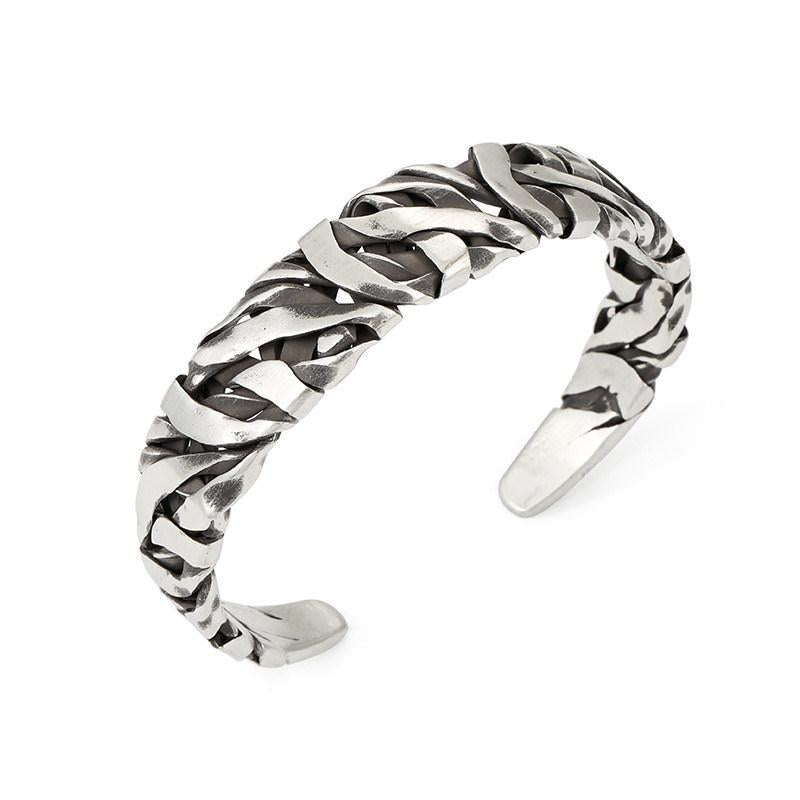 Loookus - 925 Silver hand-woven personalized retro opening adjustable bracelet